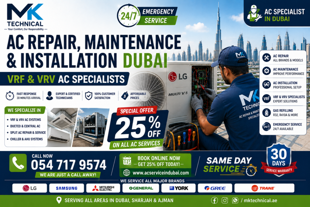 AC Repair, Maintenance & Installation Dubai VRF & VRV AC Specialists